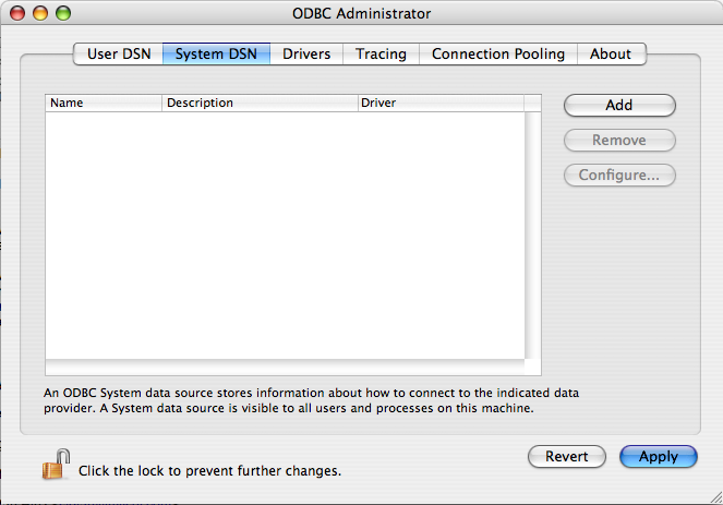 ODBC Administrator Main
Panel-Dialog